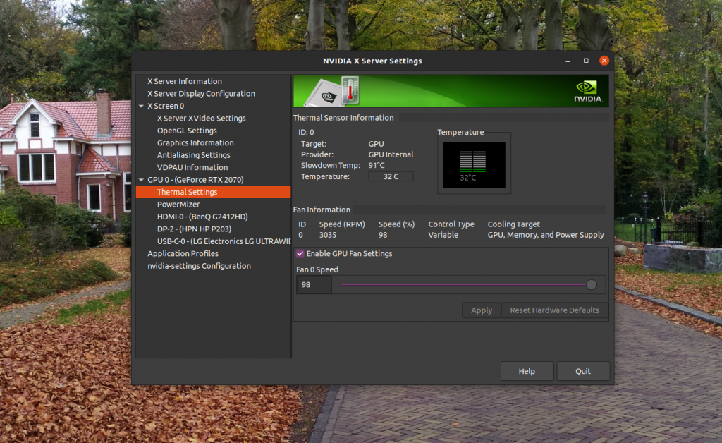 Nvidia-settings Fan Speed